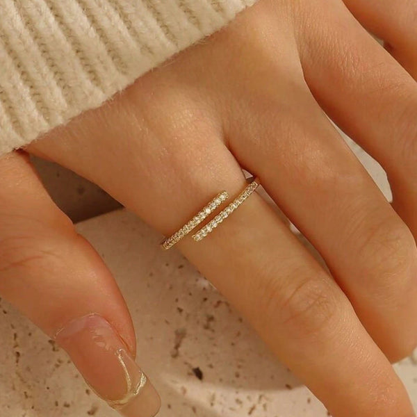 Hallmark Silver Nooxian Adjustable Minimalistic Gold Plated Ring For Women