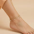 Hallmark Silver Bohemian Style Faux Pearl & Clover Decor Gold Plated Anklet For Women