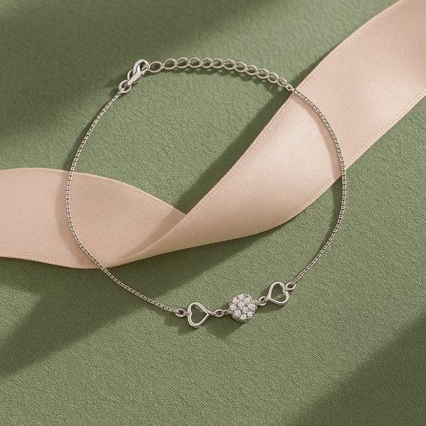 Zarkan 925 Sterling Silver Shining Heart Bracelet