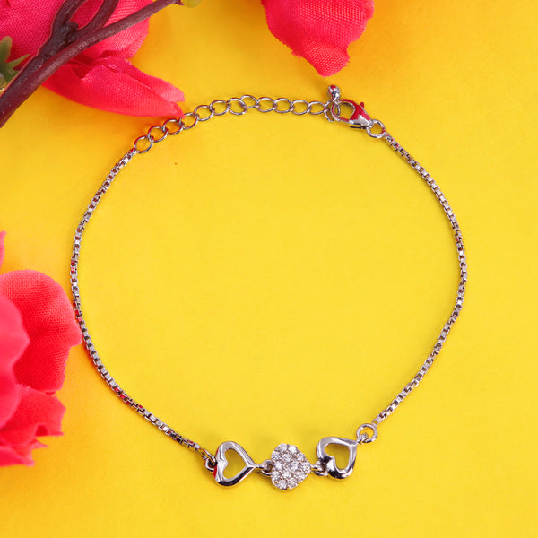 Zarkan 925 Sterling Silver Shining Heart Bracelet