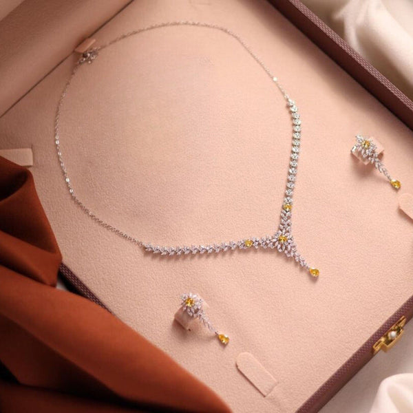 Hallmark Silver American Diamond Golden Glow Jewelry Set