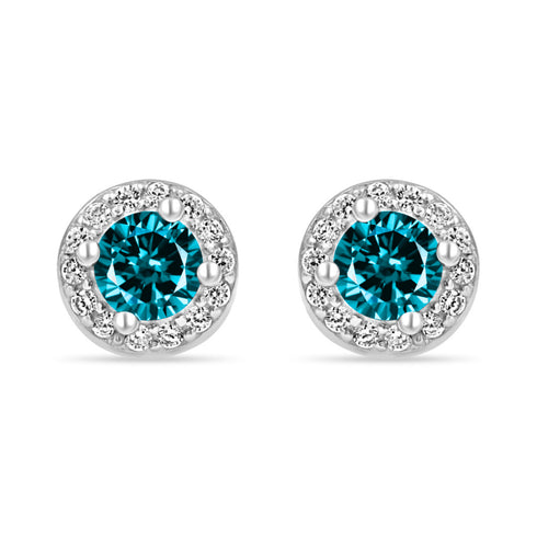 Zarkan Blue Delight Dot Silver Jewelry Set