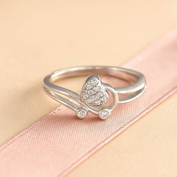 Zarkan Fruit Heart AD Pure Silver Ring