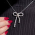 Hallmark Silver Dainty Crystal Bow Necklace