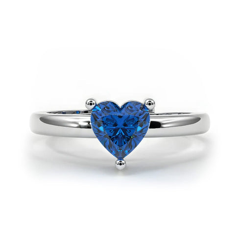 Zarkan Navy Blue Heart Silver Ring