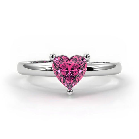 Zarkan Pink Heart Silver Ring