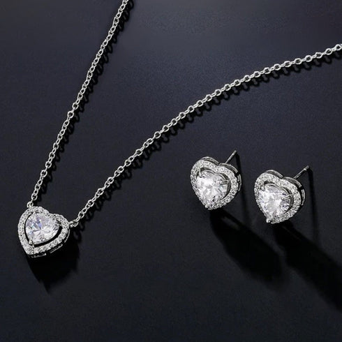 Zarkan Silver Heart Love Jewelry Sets
