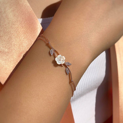 Hallmark Silver Flower Passion Rose Gold Silver Bracelet