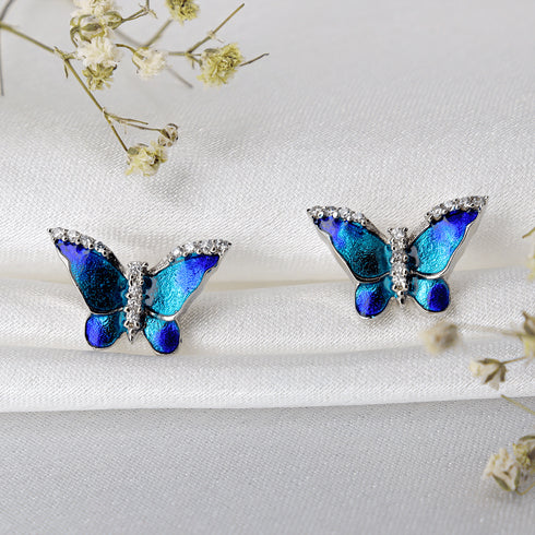 Zarkan 925 Silver Butterfly Earrings