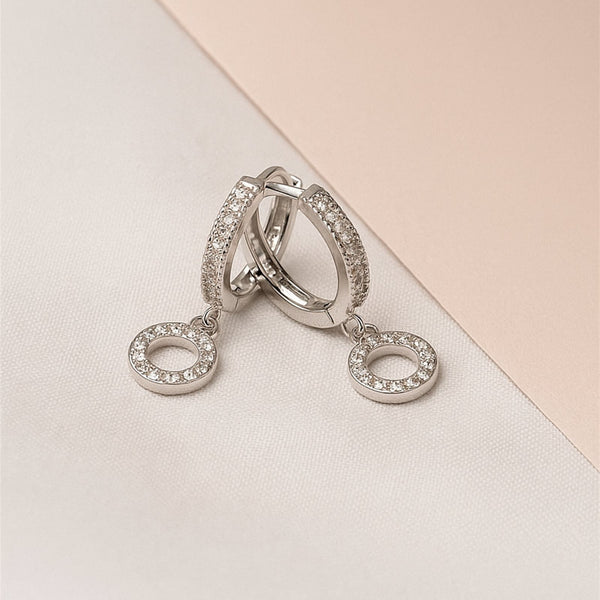 Zarkan Attractive Circle Zircon Silver Earring