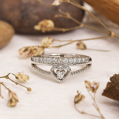 Zarkan Crown Heart American Diamond  925 Sterling Silver Ring