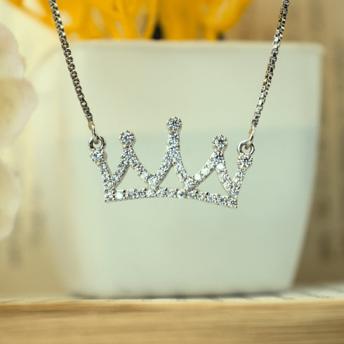Zarkan 925 Silver Queen Crown Necklace