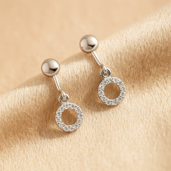 Zarkan 925 Diamond Barbell Fancy Dangle Earrings
