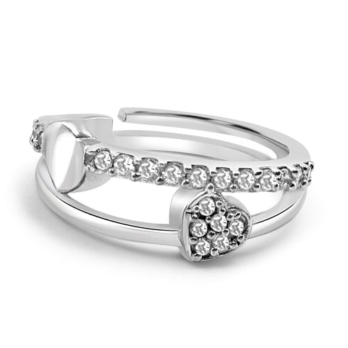 Hearts Of Love Pure Silver AD Ring