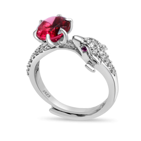 925 Silver Dragon Ring With Ruby