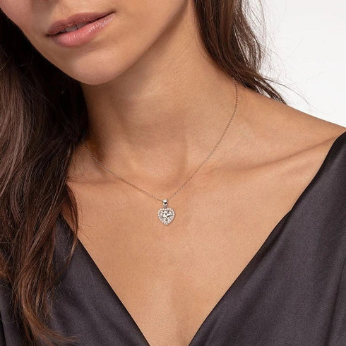 Zarkan 925 Silver Classic Heart Pendant With Link Chain