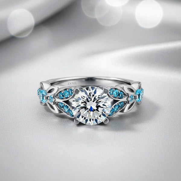 Zarkan Princes Blue Crown 925 Pure Silver Ring