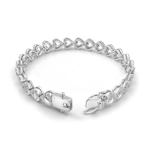 Zarkan 925 Silver Love Heart Bracelet
