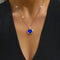 Hallmarked Silver Sapphire Heart Pendant With Link Chain