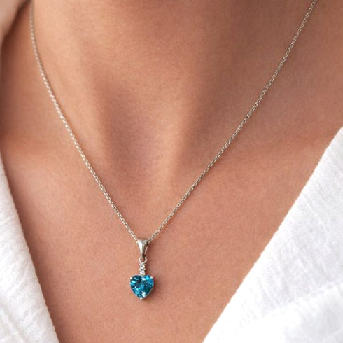 Hallmark Silver Minimal Blue Heart Pendant