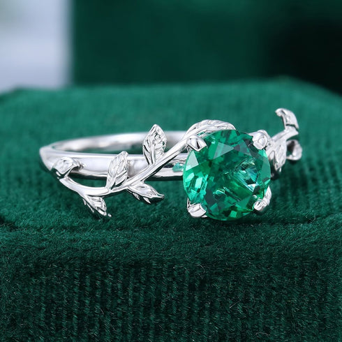 Hallmark Silver Round Cut Lab Emerald Promise Ring