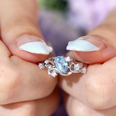 Hallmark Silver Azure Tide Blue Topaz Ring