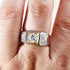 Hallmarked Two Tone Silver Ring With American Diamond For Men
