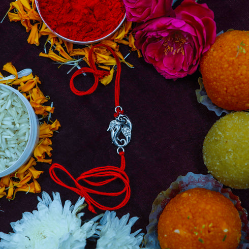 Zarkan Pure Silver Rakhi With Roli Chawal