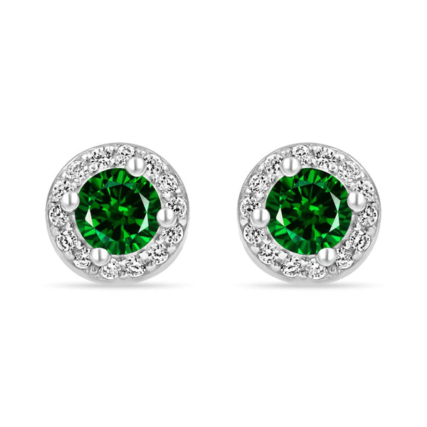Zarkan Green Delight Dot Silver Earring
