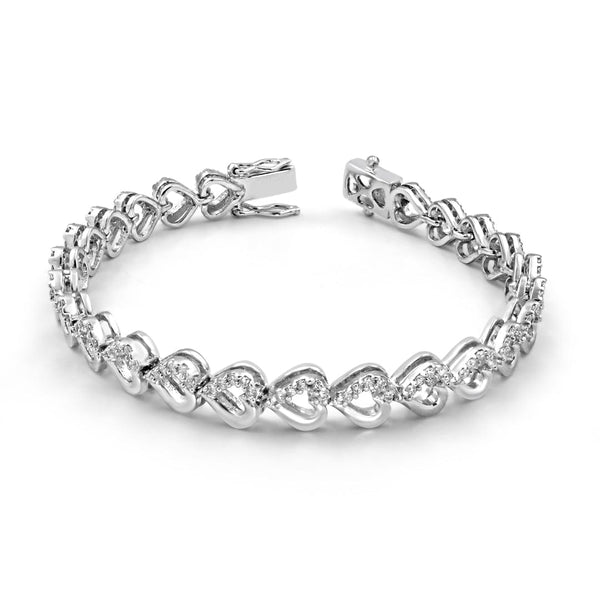 Zarkan 925 Silver Love Heart Bracelet