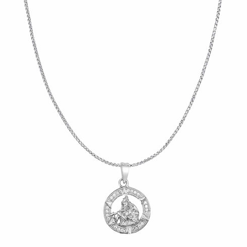Zarkan Silver Radha Krishna Pendant With Chain