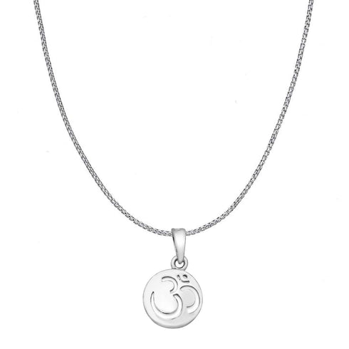 Zarkan 925 Silver Circle OM Pendant With Chain