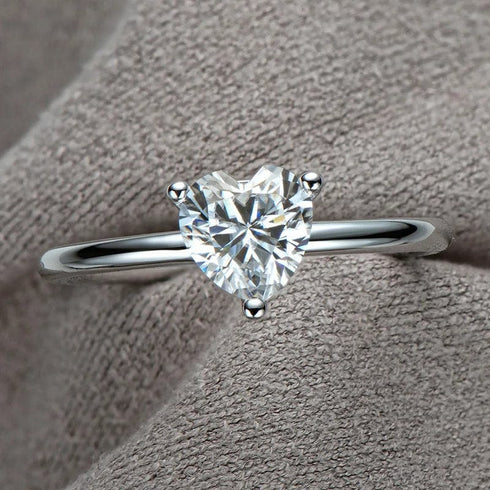 1.2 Carat Moissanite Diamond  Glow Heart 925 Silver Ring for women -  Free Size