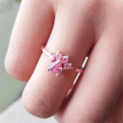 Zarkan Baby Cat Paw Rose Gold 925 Silver Ring