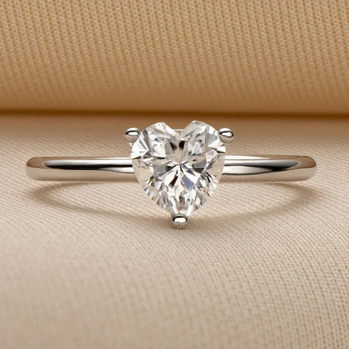 1.2 Carat Moissanite Diamond  Glow Heart 925 Silver Ring for women -  Free Size