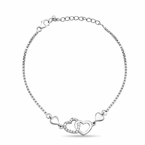 Zarkan 925 Silver Elegant Heart Link Bracelet