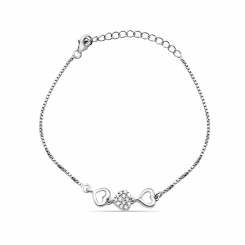 Zarkan 925 Sterling Silver Shining Heart Bracelet