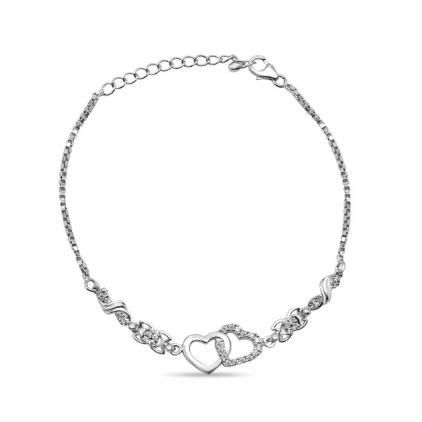 Zarkan 925 Silver Classic Link Heart Bracelet