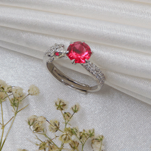 925 Silver Dragon Ring With Ruby