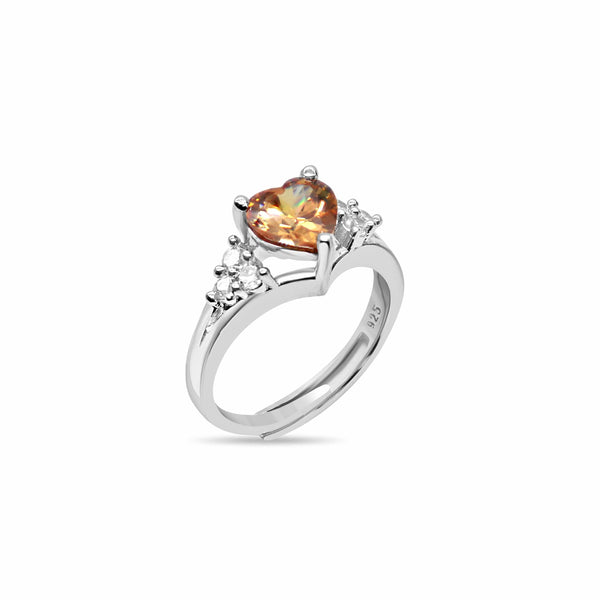 Zarkan 925 Yellow Sapphire American Diamond Ring