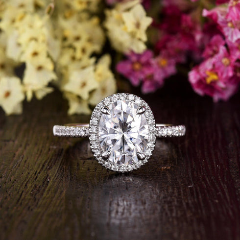 Hallmarked Silver Ring With Oval Cut Diamond