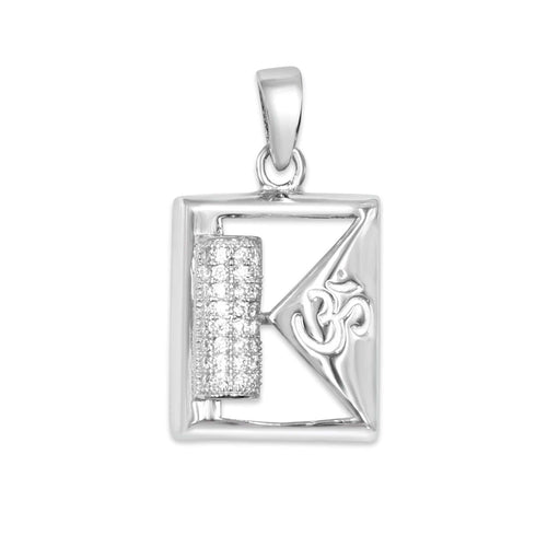 Zarkan Religious Pure Silver Om Pendant With Chain