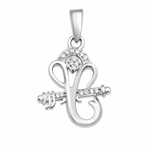 Silver 925 Flute Ganesha Pendant With Chain