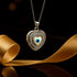 Zarkan 925 Silver Evil Eye Heart Pendant With Link Chain