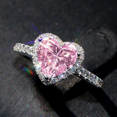 Hallmark Silver Love Pink Heart Ring