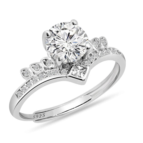 Zarkan 925 Silver Eagle Solitaire American Diamond Ring