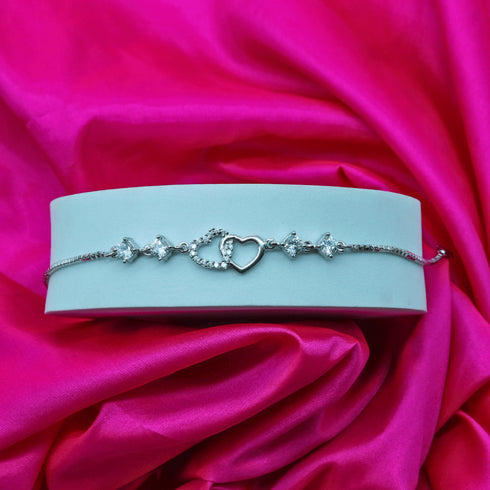 Zarkan 925 Silver Whispers of Love Heart Charm Bracelet