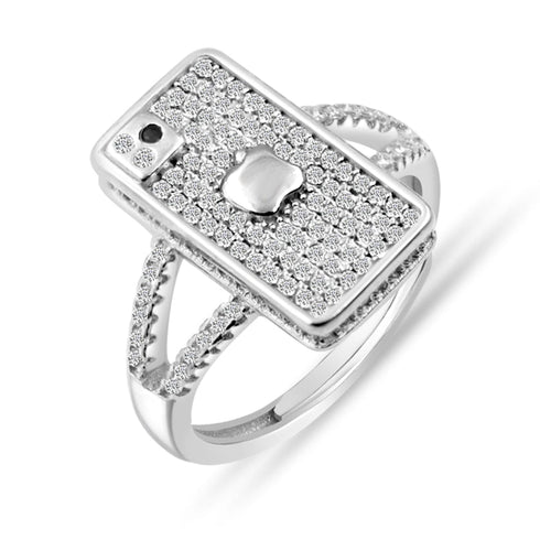 Zarkan 925 Silver Iphone Solitaire American Diamond Ring