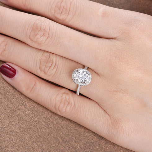 Hallmarked Silver Ring With Oval Cut Diamond