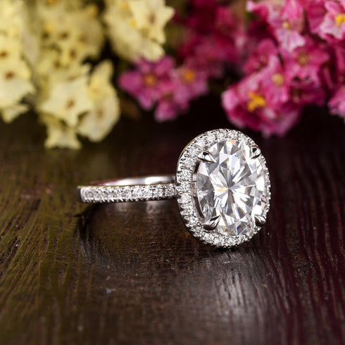 Hallmarked Silver Ring With Oval Cut Diamond